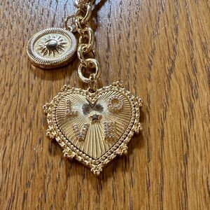 Gold Heart Charm Necklace in the style of Found Rae